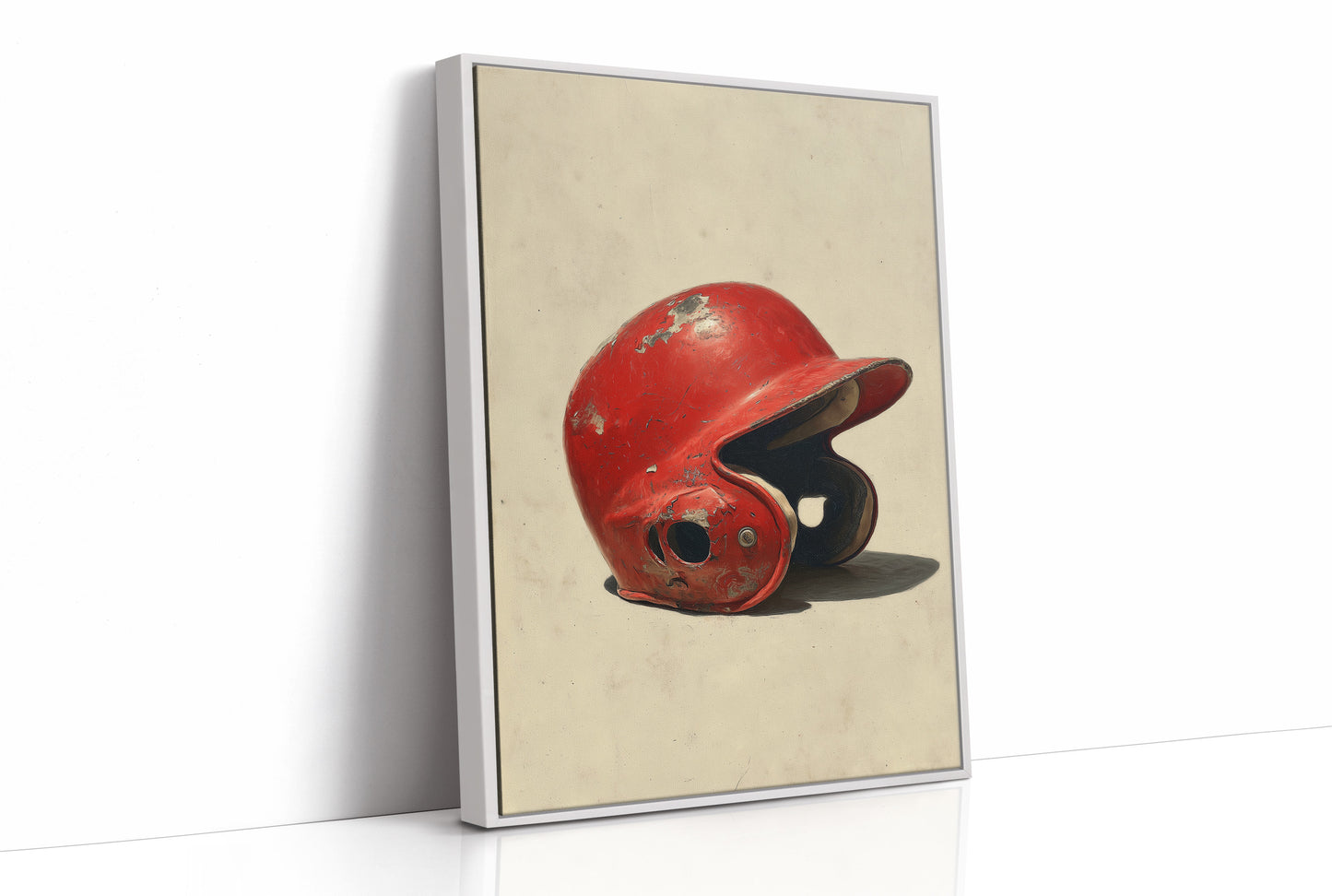 Worn Red Baseball Helmet