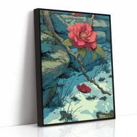 Camellia Blooms Through Snow