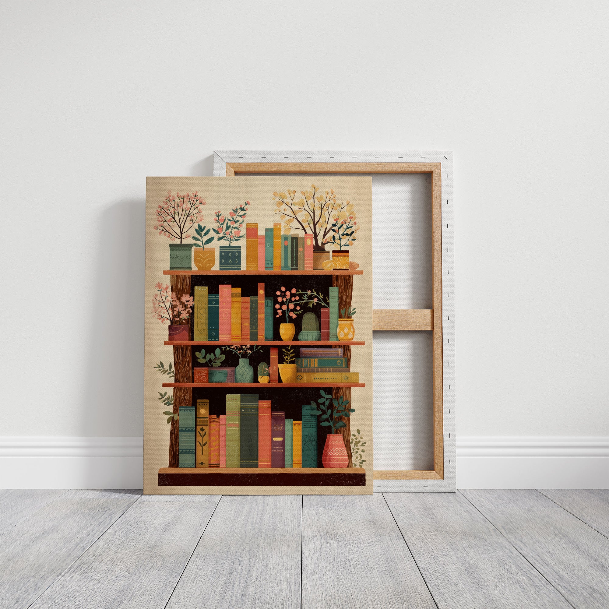 Books Bloom Among Potted Trees