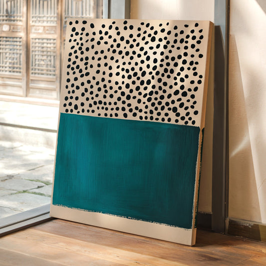 Teal Block and Ink Dots