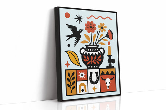 Black Vase Southwestern Folk Still Life
