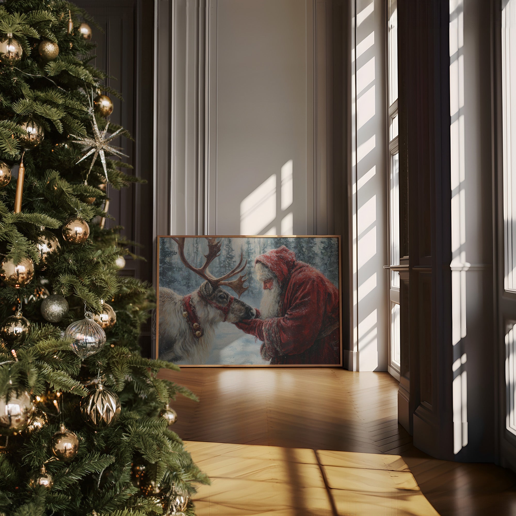 Reindeer Meets Winter's Gentle Friend