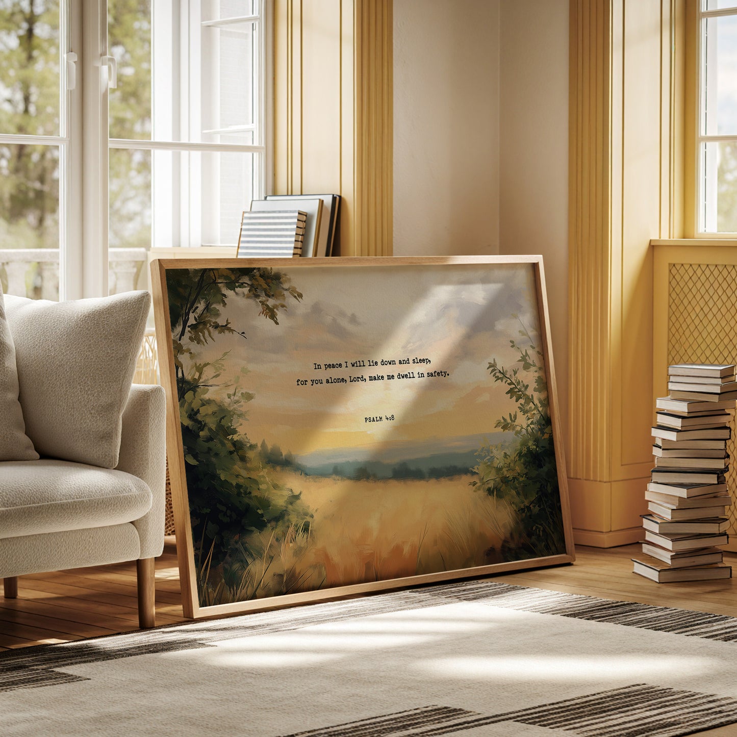 Golden Field of Peace with Psalm 4:8