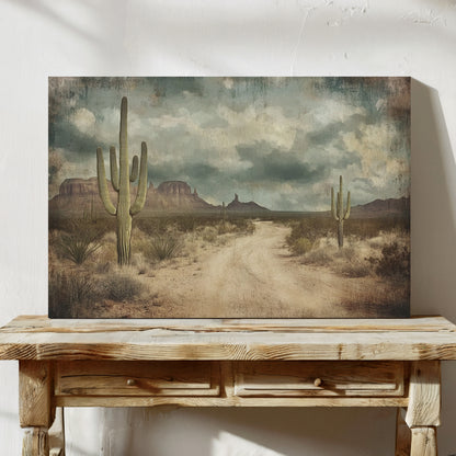 Rustic Desert Road – Vintage Western Landscape Wall Art Print