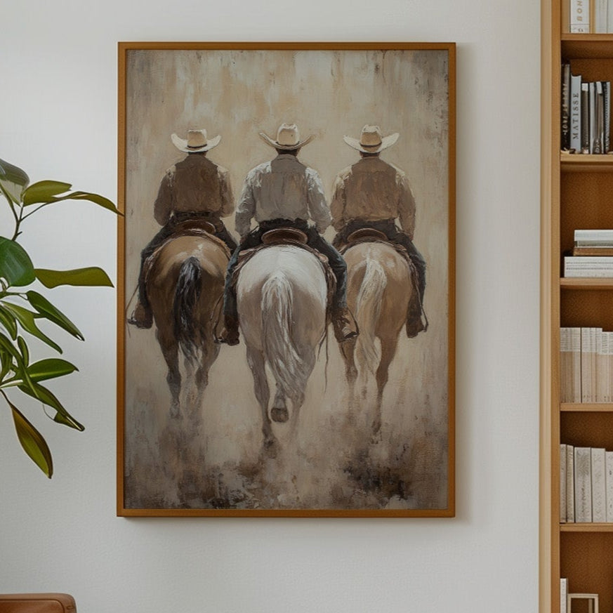 Three Cowboys on Horseback – Western Ranch Wall Art