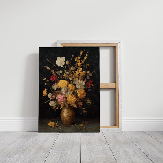 Golden Blooms Against Midnight Walls