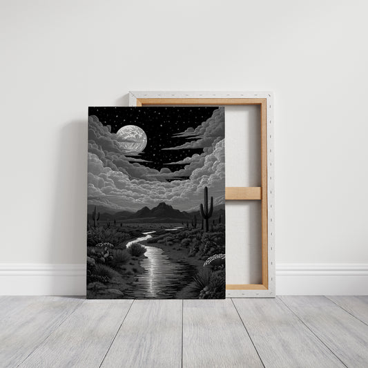 Silver Rivers Thread Through Moonlit Canyons