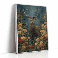 Stag Among Golden Chrysanthemums Glows