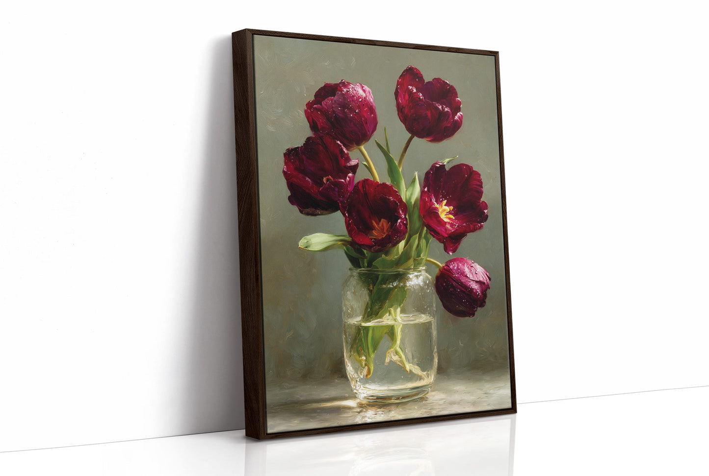 Still Life With Burgundy Tulips
