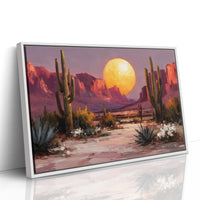 Saguaros Dance Under Golden Moonrise