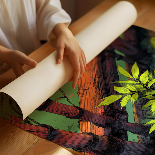 Bamboo Fence in Chartreuse Light