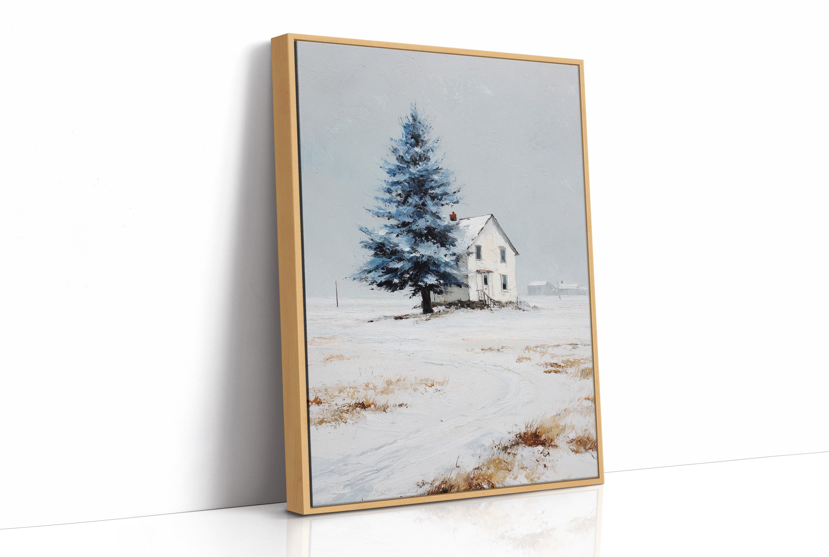 Farmhouse Under Blue Spruce