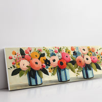 Blooms In Striped Blue Vases