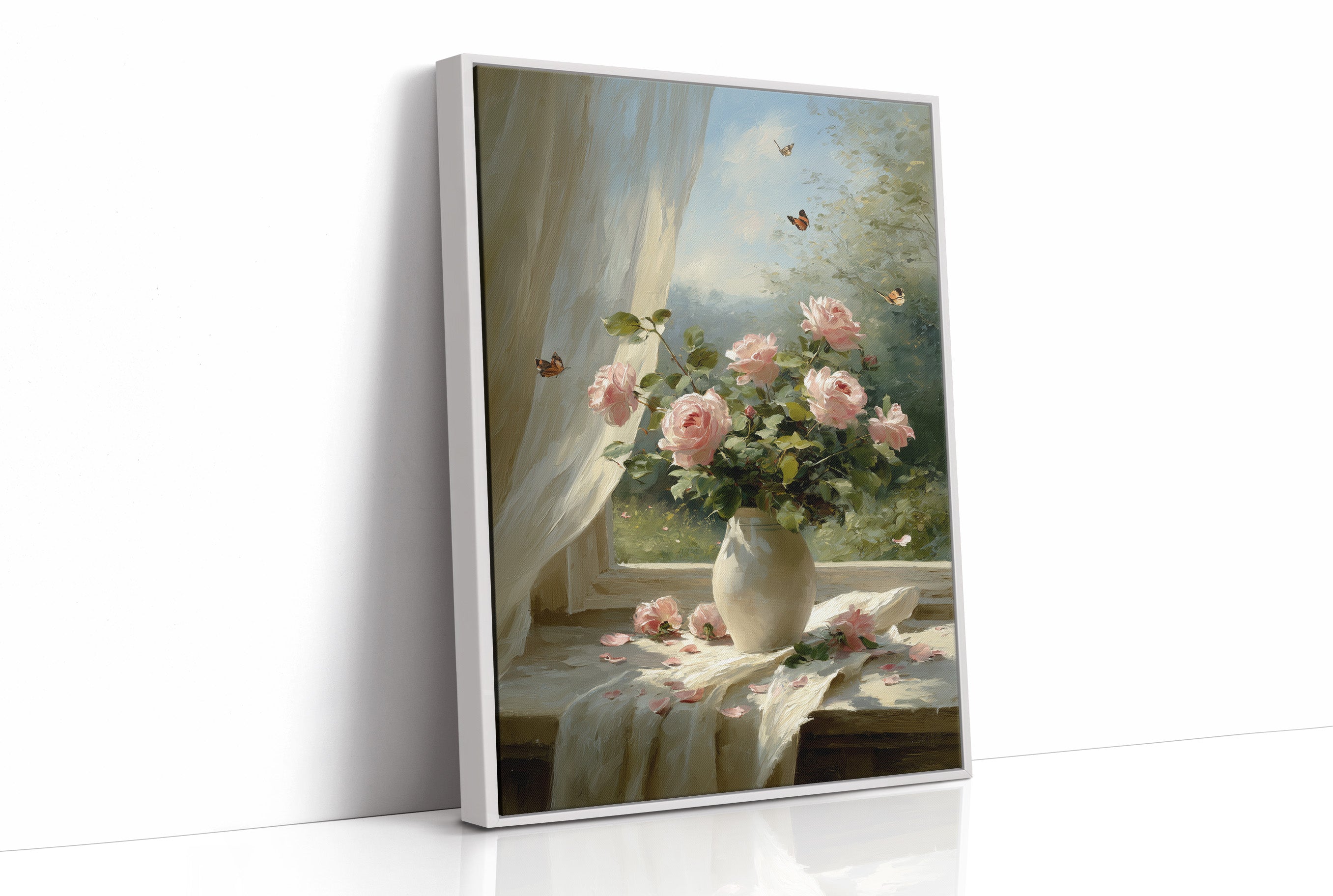 Morning Light on Blush Roses