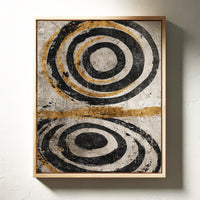 Golden Circles on Weathered Canvas
