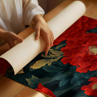 Peonies on a Painted Fan