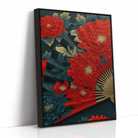 Peonies on a Painted Fan