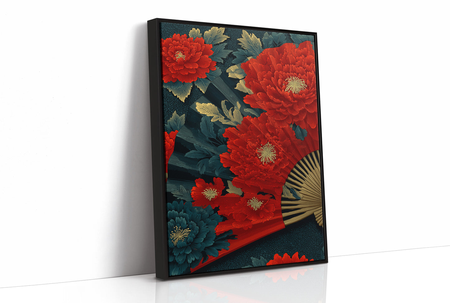 Peonies on a Painted Fan