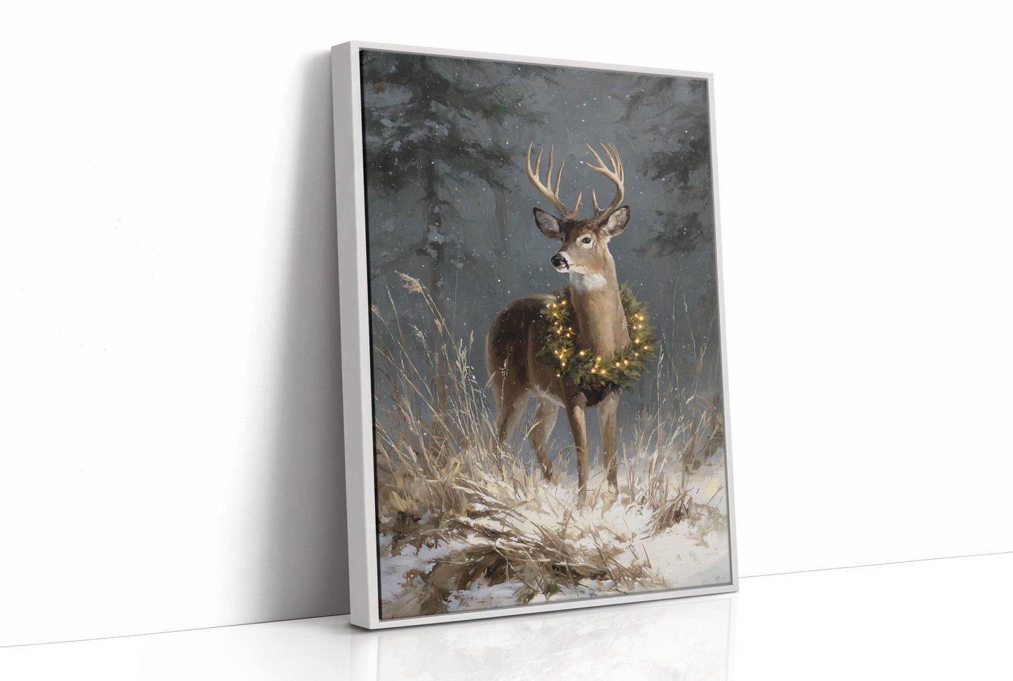 Starlit Stag Wears Winter's Crown