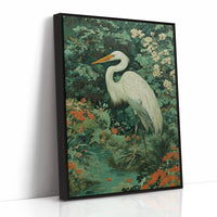 White Heron Among Garden Secrets