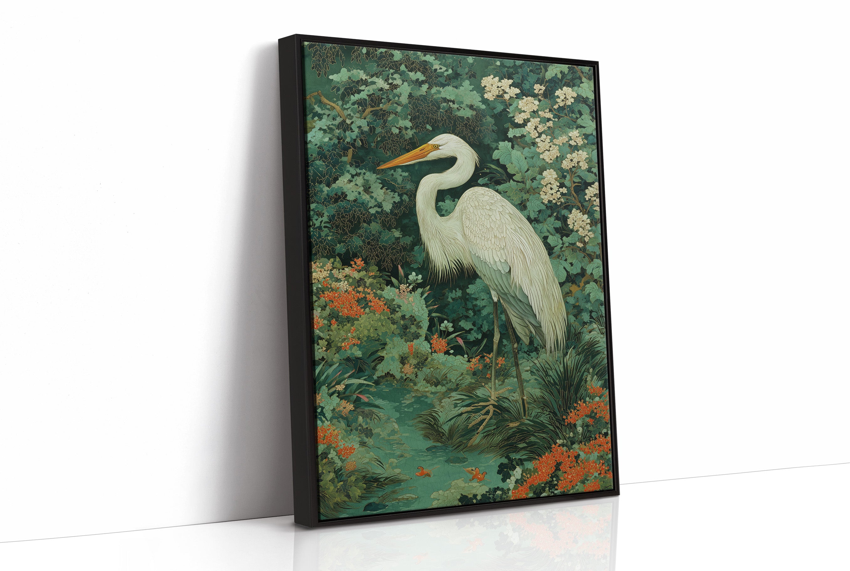 White Heron Among Garden Secrets