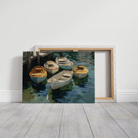 Boats Rest In Harbor Blue