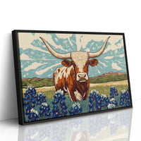 Texas Icon – Longhorn and Bluebonnets Pop Art