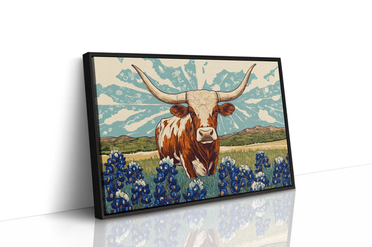 Texas Icon – Longhorn and Bluebonnets Pop Art