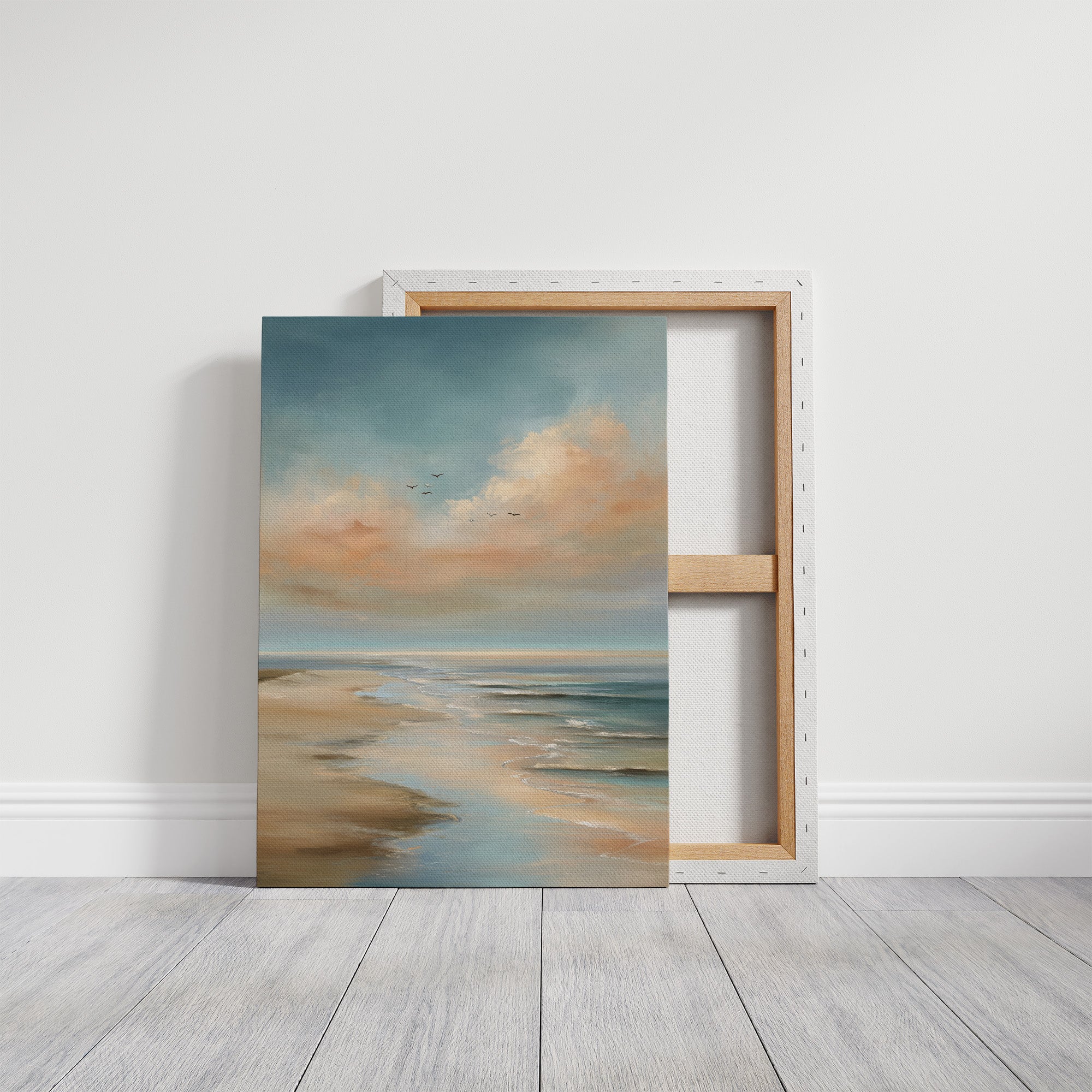 Birds Drift Above Coastal Pastels