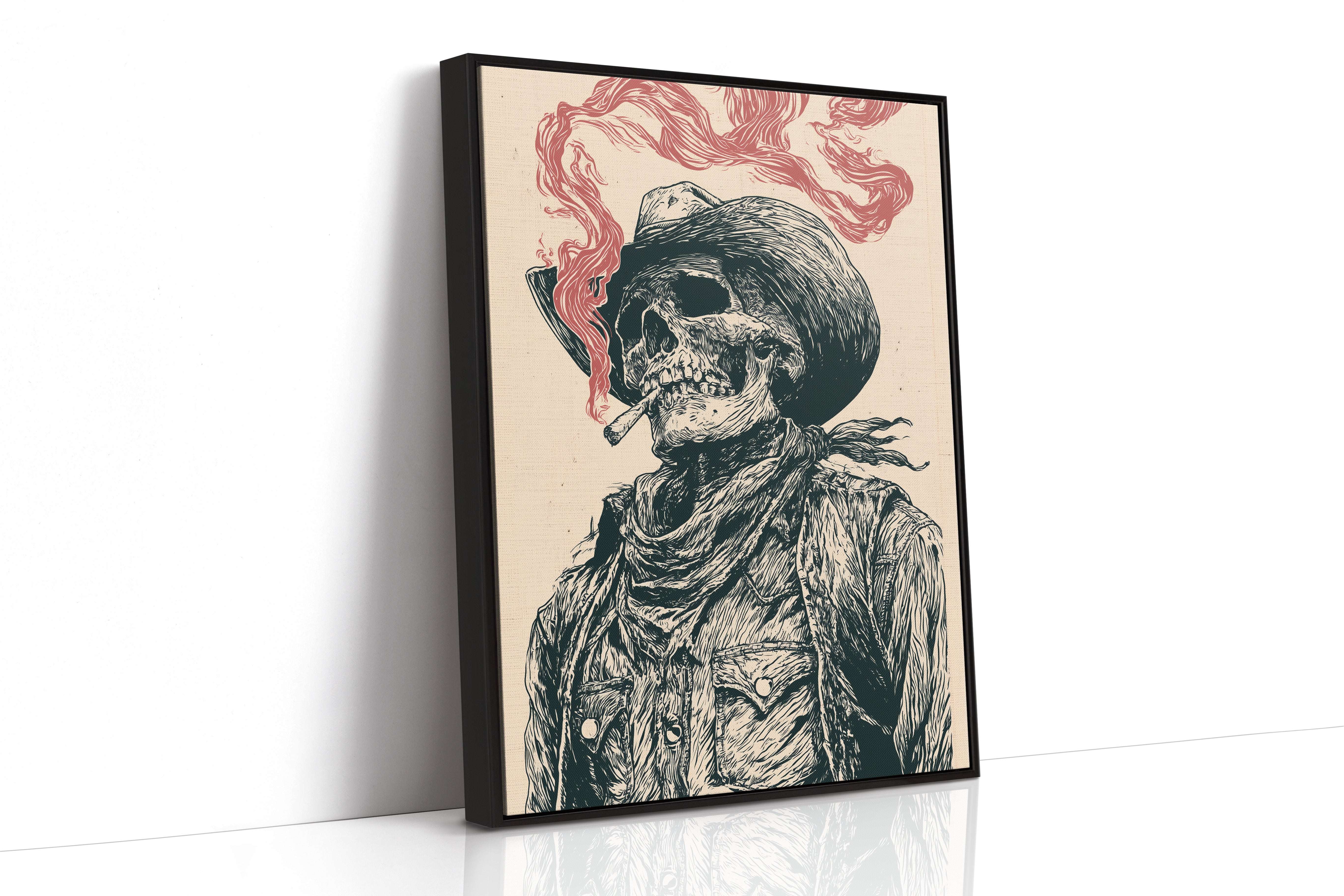 The Last Cowboy — Skeleton Portrait Engraving Print