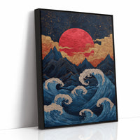 Red Moon Rises Over Stormy Peaks