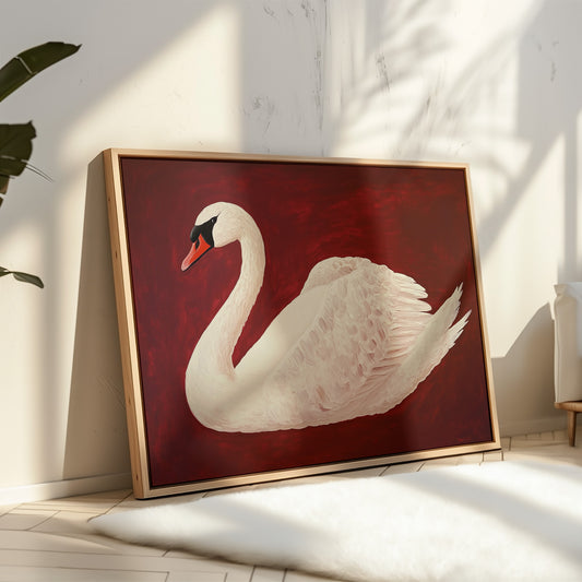 White Swan Against Crimson Night