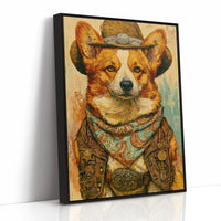 Cowboy Corgi — Impasto Western Dog Portrait