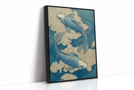 Azure Koi Dance Through Clouds