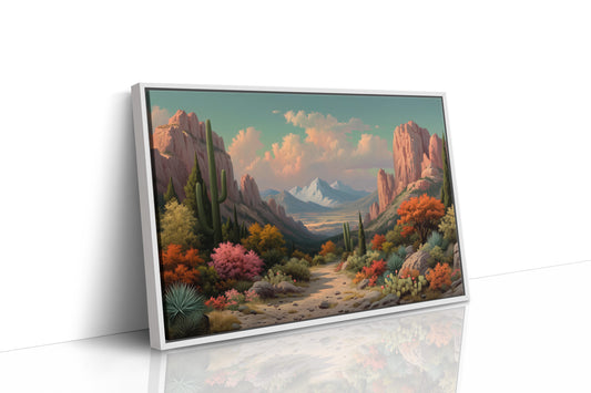 Saguaros Dance Between Pink Cliffs