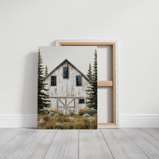 Pine Sentinels Guard Weathered Barn