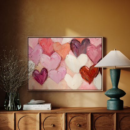 Romantic Textured Hearts – Abstract Love Wall Art Print