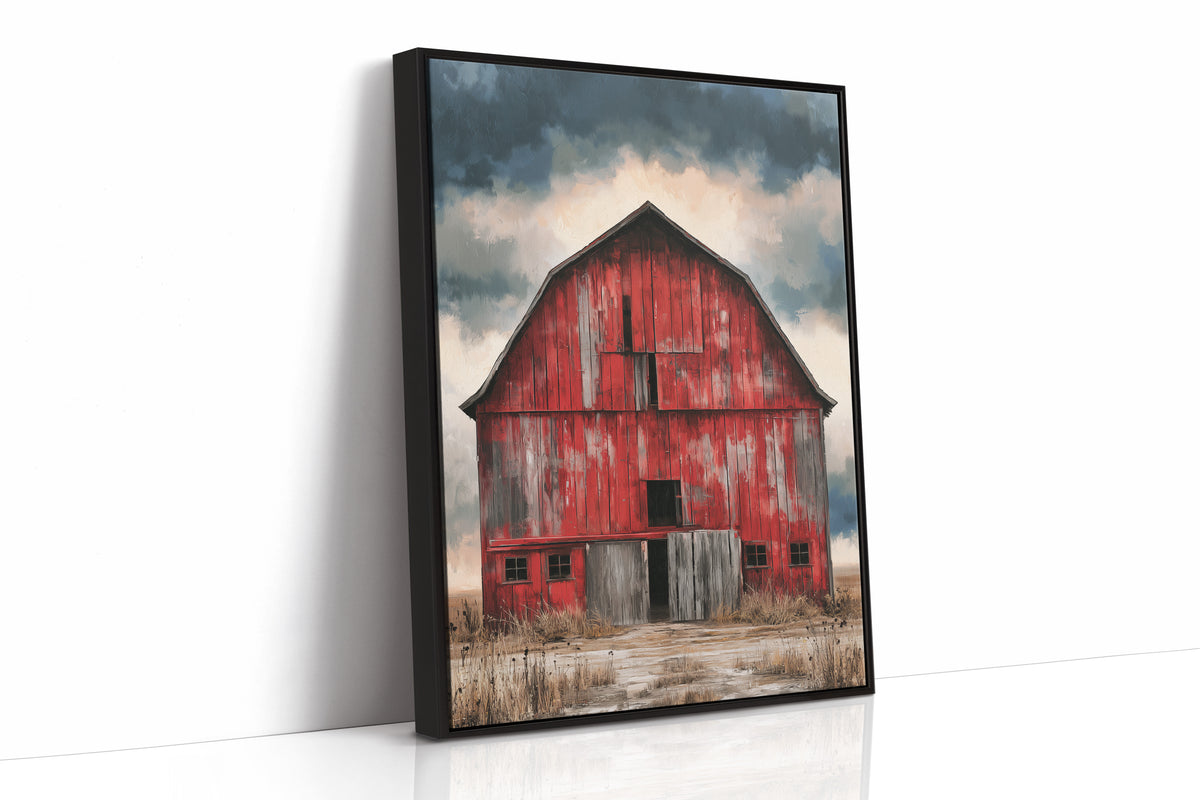 The Red Barn — Bold Decay Prairie Oil Painting