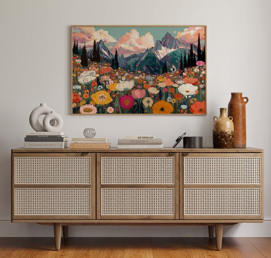 Alpine Meadows Bloom Under Peaks
