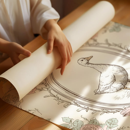 Pastoral Portrait: Duck in Floral Elegance