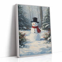 Classic Snowman in Winter Woods