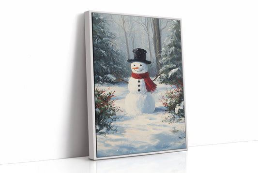 Classic Snowman in Winter Woods