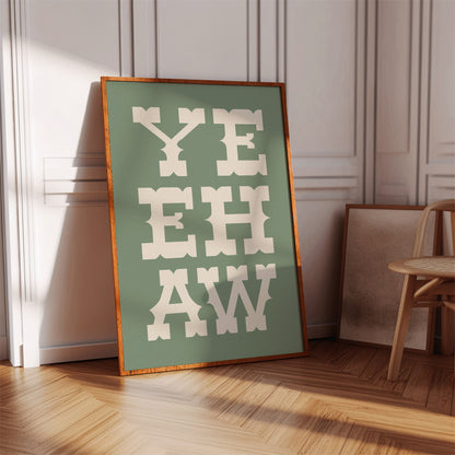 YEEHAW Western Typography Print – Rustic Country Wall Art