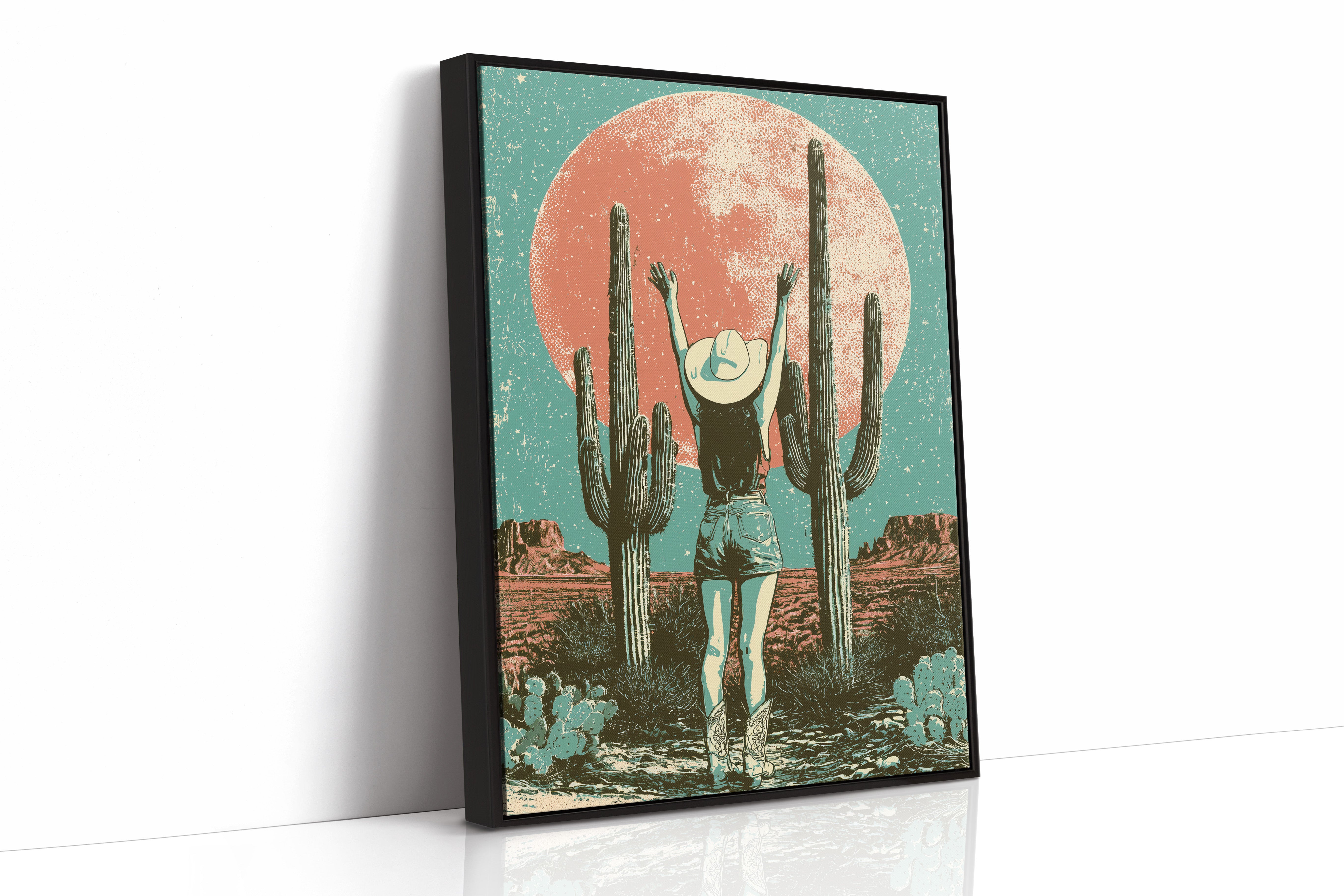 Blood Moon Cowgirl — Retro Desert Screenprint