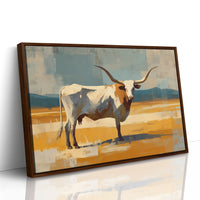Longhorn Stands In Golden Fields