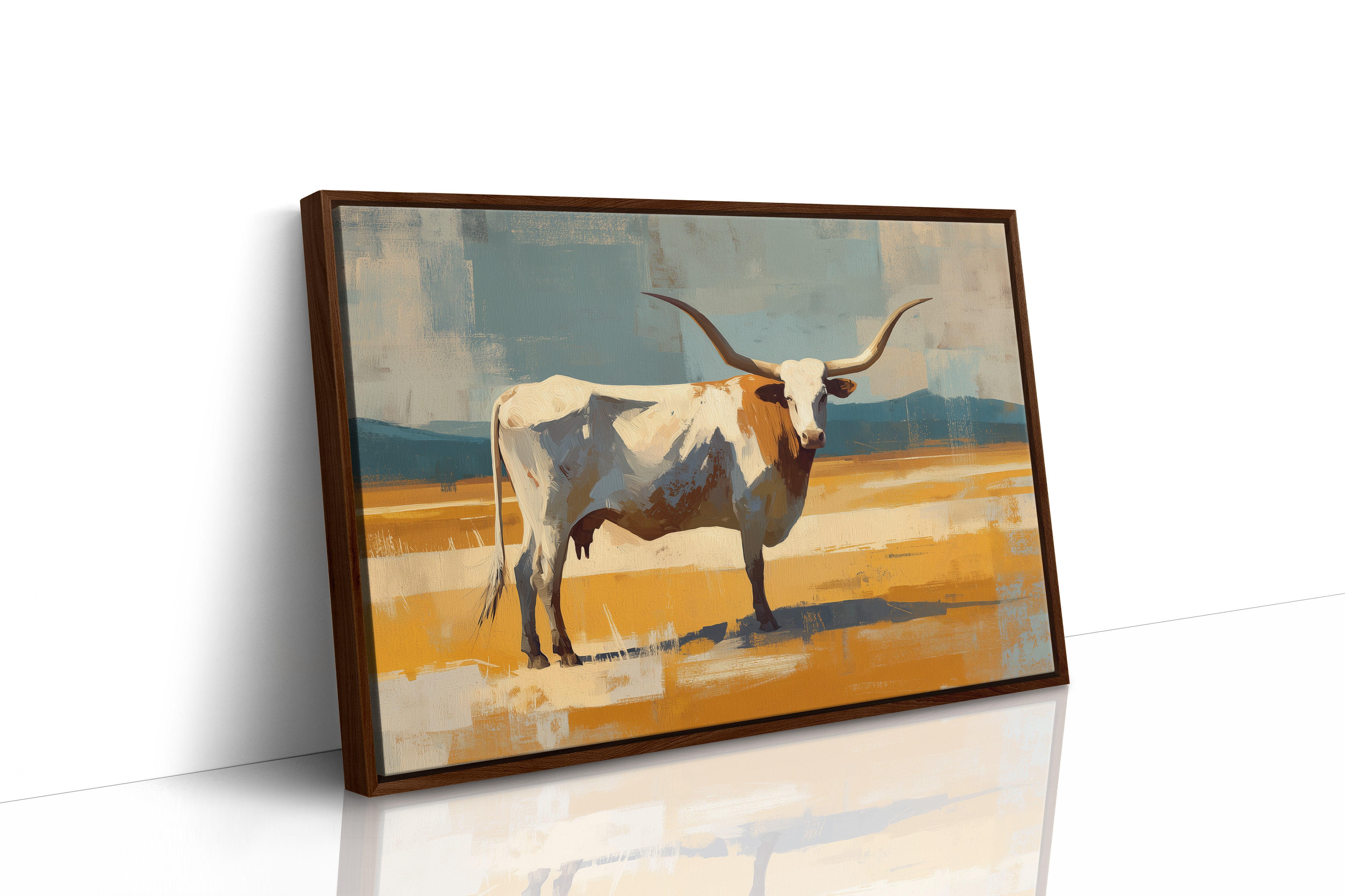 Longhorn Stands In Golden Fields