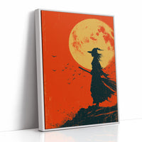 Silhouette Beneath the Amber Moon