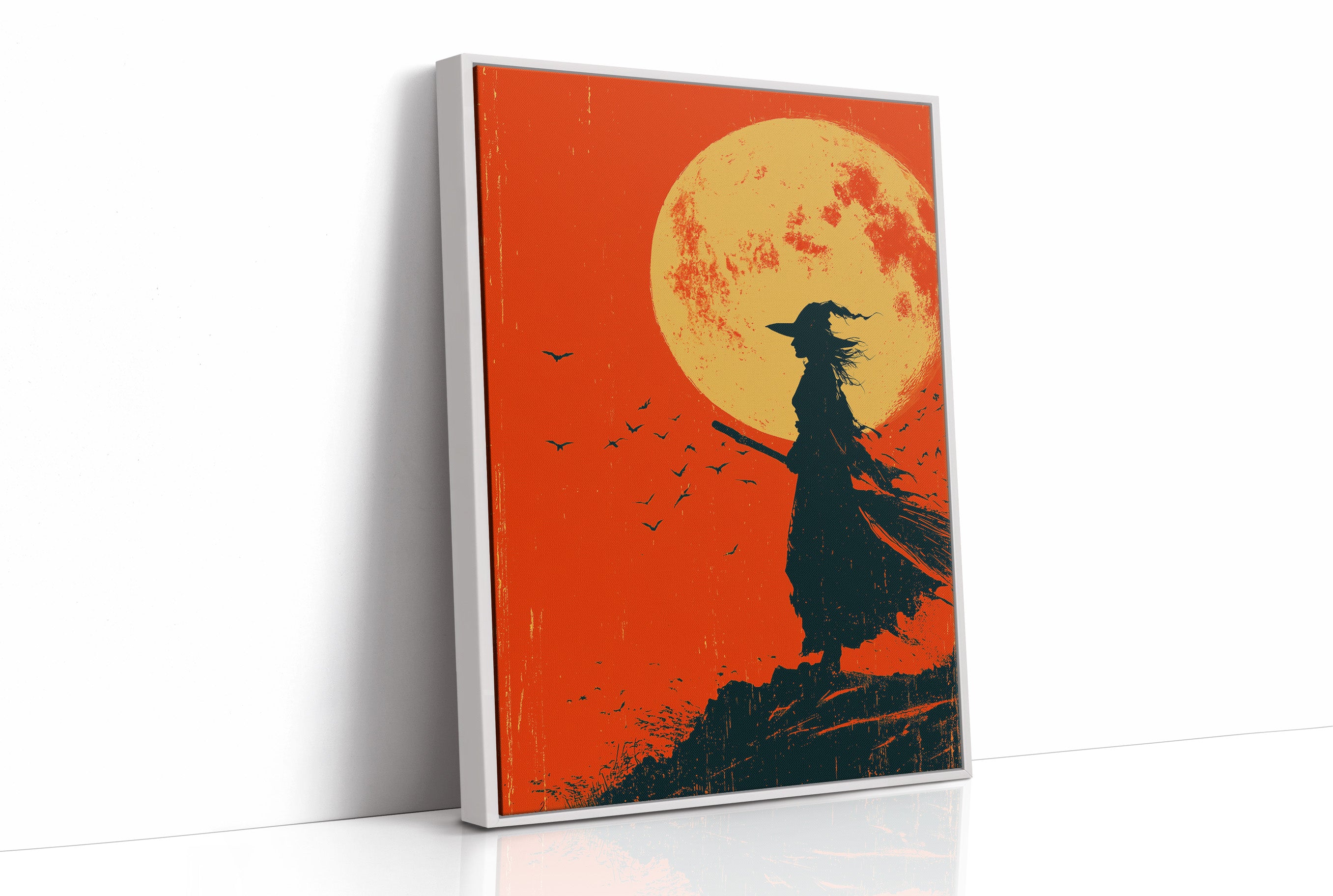 Silhouette Beneath the Amber Moon