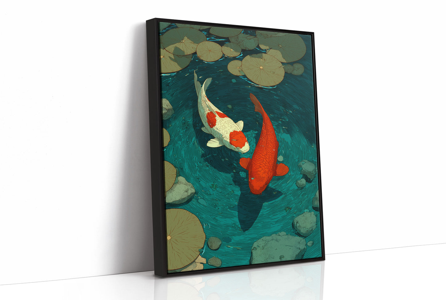 Koi Circling the Lily Pads