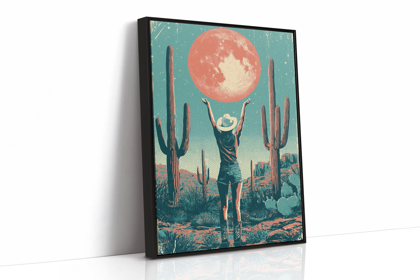 Blood Moon Cowgirl — Halftone Desert Screenprint